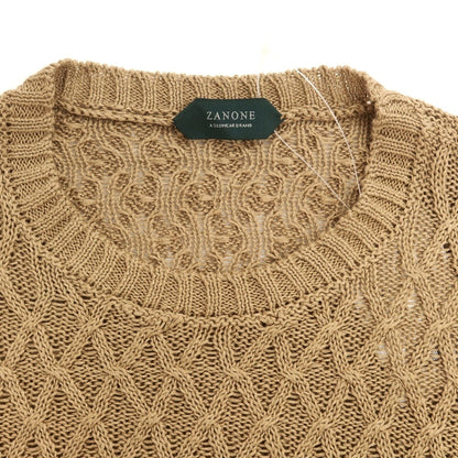 [Used] [Unused] ZANONE Linen Cotton Crew Neck Pullover Knit Camel Beige [50] [Condition Rank S] [Men&