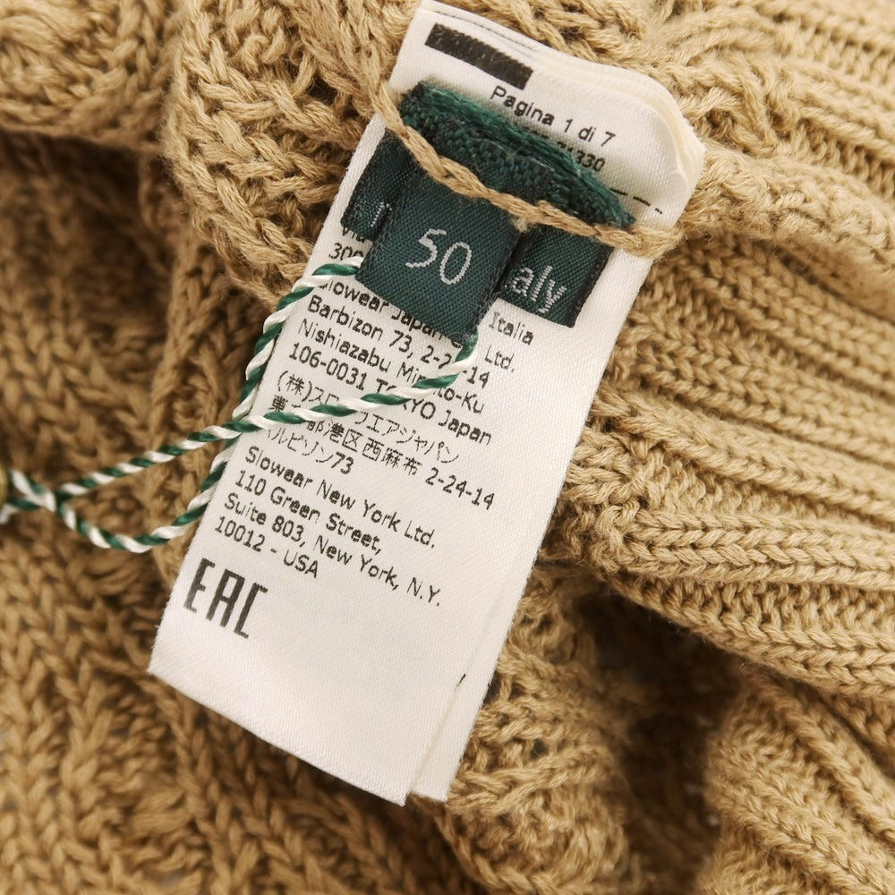 [Used] [Unused] ZANONE Linen Cotton Crew Neck Pullover Knit Camel Beige [50] [Condition Rank S] [Men&