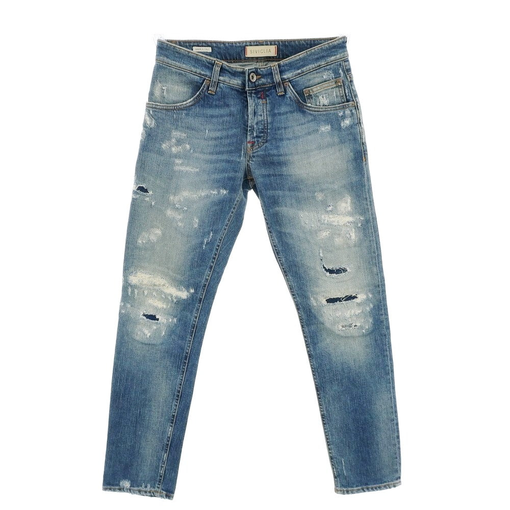[Used] SIVIGLIA Distressed &amp;amp; Repaired Stretch Cotton Jeans Denim Pants Blue [30] [Condition Rank B] [Men&