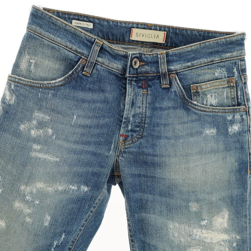 [Used] SIVIGLIA Distressed &amp;amp; Repaired Stretch Cotton Jeans Denim Pants Blue [30] [Condition Rank B] [Men&