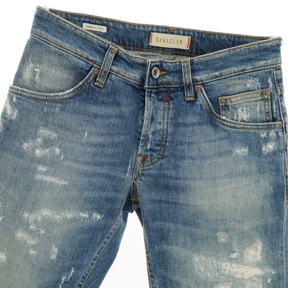 [Used] SIVIGLIA Distressed &amp;amp; Repaired Stretch Cotton Jeans Denim Pants Blue [30] [Condition Rank B] [Men&