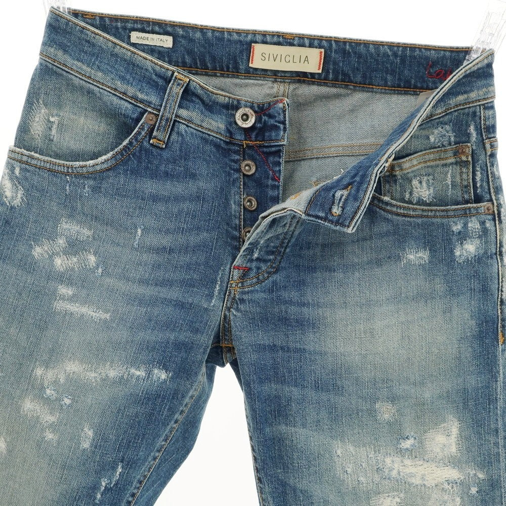 [Used] SIVIGLIA Distressed &amp;amp; Repaired Stretch Cotton Jeans Denim Pants Blue [30] [Condition Rank B] [Men&
