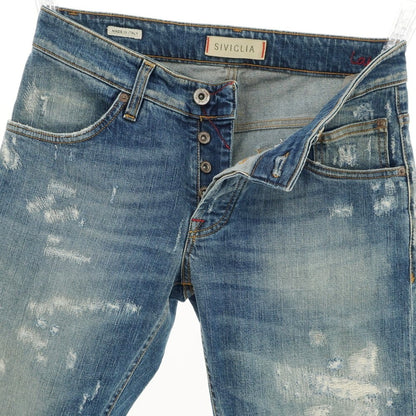 [Used] SIVIGLIA Distressed &amp;amp; Repaired Stretch Cotton Jeans Denim Pants Blue [30] [Condition Rank B] [Men&