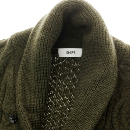【中古】シップス SHIPS ローゲージ ウールナイロン ショールカラー カーディガン オリーブ【 S 】【 状態ランクB 】【 メンズ 】