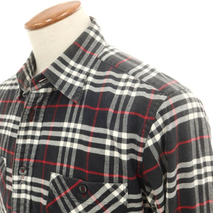 【中古】バーバリーブラックレーベル BURBERRY BLACK LABEL コットン チェック レギュラーカラー カジュアルシャツ ブラックxホワイト【 2 】【 状態ランクC 】【 メンズ 】