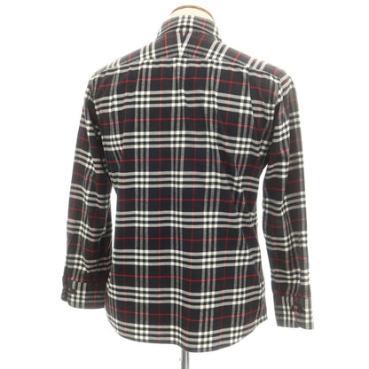 【中古】バーバリーブラックレーベル BURBERRY BLACK LABEL コットン チェック レギュラーカラー カジュアルシャツ ブラックxホワイト【 2 】【 状態ランクC 】【 メンズ 】