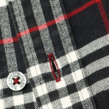 【中古】バーバリーブラックレーベル BURBERRY BLACK LABEL コットン チェック レギュラーカラー カジュアルシャツ ブラックxホワイト【 2 】【 状態ランクC 】【 メンズ 】