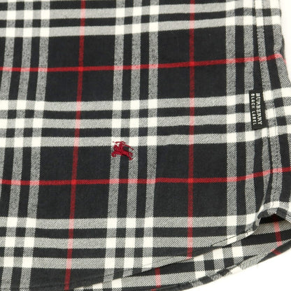 【中古】バーバリーブラックレーベル BURBERRY BLACK LABEL コットン チェック レギュラーカラー カジュアルシャツ ブラックxホワイト【 2 】【 状態ランクC 】【 メンズ 】
