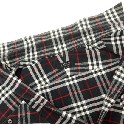 【中古】バーバリーブラックレーベル BURBERRY BLACK LABEL コットン チェック レギュラーカラー カジュアルシャツ ブラックxホワイト【 2 】【 状態ランクC 】【 メンズ 】