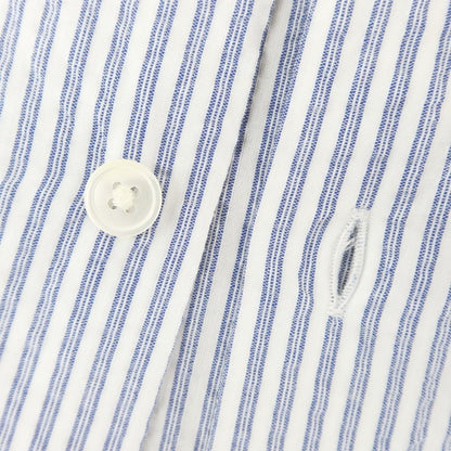 [Used] EDIFICE Cotton Seersucker Striped Cutaway Casual Shirt Light Navy x White [S] [Condition Rank C] [Men&