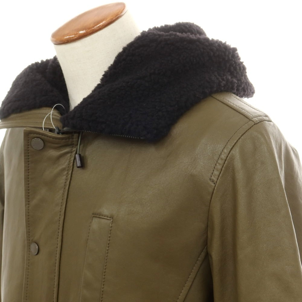 【中古】ジョセフアブード JOSEPH ABBOUD ラムレザー フーデッドコート オリーブカーキ【サイズM】【 状態ランクA 】【 メンズ 】 [DPD]