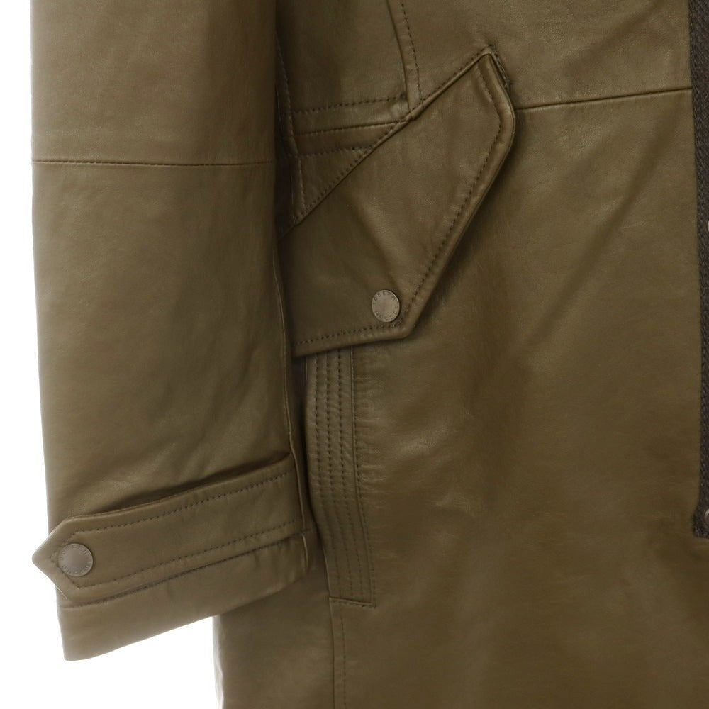【中古】ジョセフアブード JOSEPH ABBOUD ラムレザー フーデッドコート オリーブカーキ【サイズM】【 状態ランクA 】【 メンズ 】 [DPD]