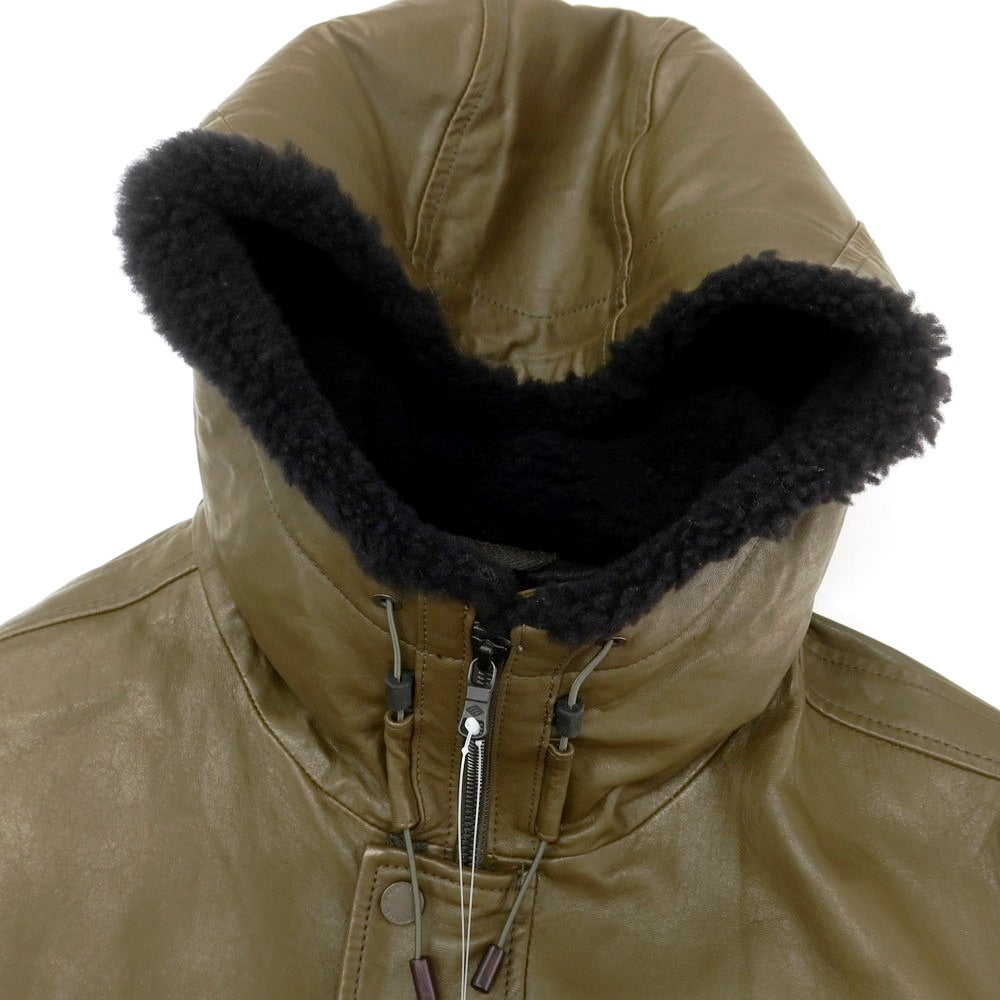 【中古】ジョセフアブード JOSEPH ABBOUD ラムレザー フーデッドコート オリーブカーキ【サイズM】【 状態ランクA 】【 メンズ 】 [DPD]