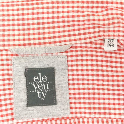 [Used] eleventy Cotton Seersucker Gingham Check Horizontal Collar Casual Shirt Red x White [37] [Condition Rank C] [Men&