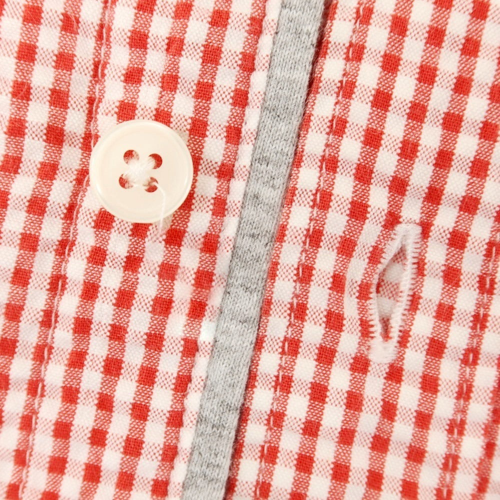 [Used] eleventy Cotton Seersucker Gingham Check Horizontal Collar Casual Shirt Red x White [37] [Condition Rank C] [Men&