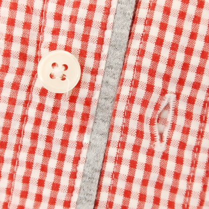 [Used] eleventy Cotton Seersucker Gingham Check Horizontal Collar Casual Shirt Red x White [37] [Condition Rank C] [Men&