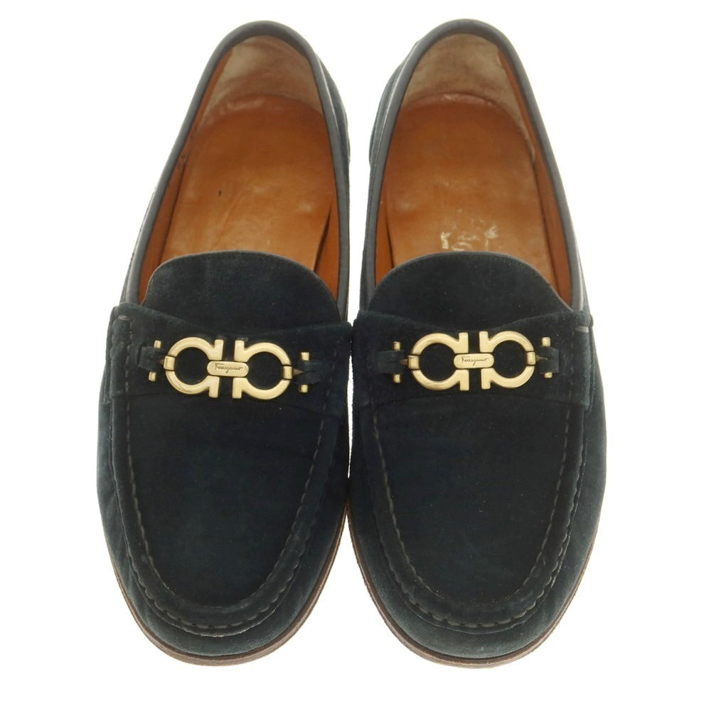 [Used] Salvatore Ferragamo Suede Bit Loafers Navy [6 1/2EE] [Condition Rank B] [Men&