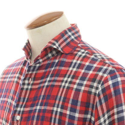 [Used] TRENTA OTTO Linen Check Casual Shirt Red x Navy [M] [Condition Rank B] [Men&
