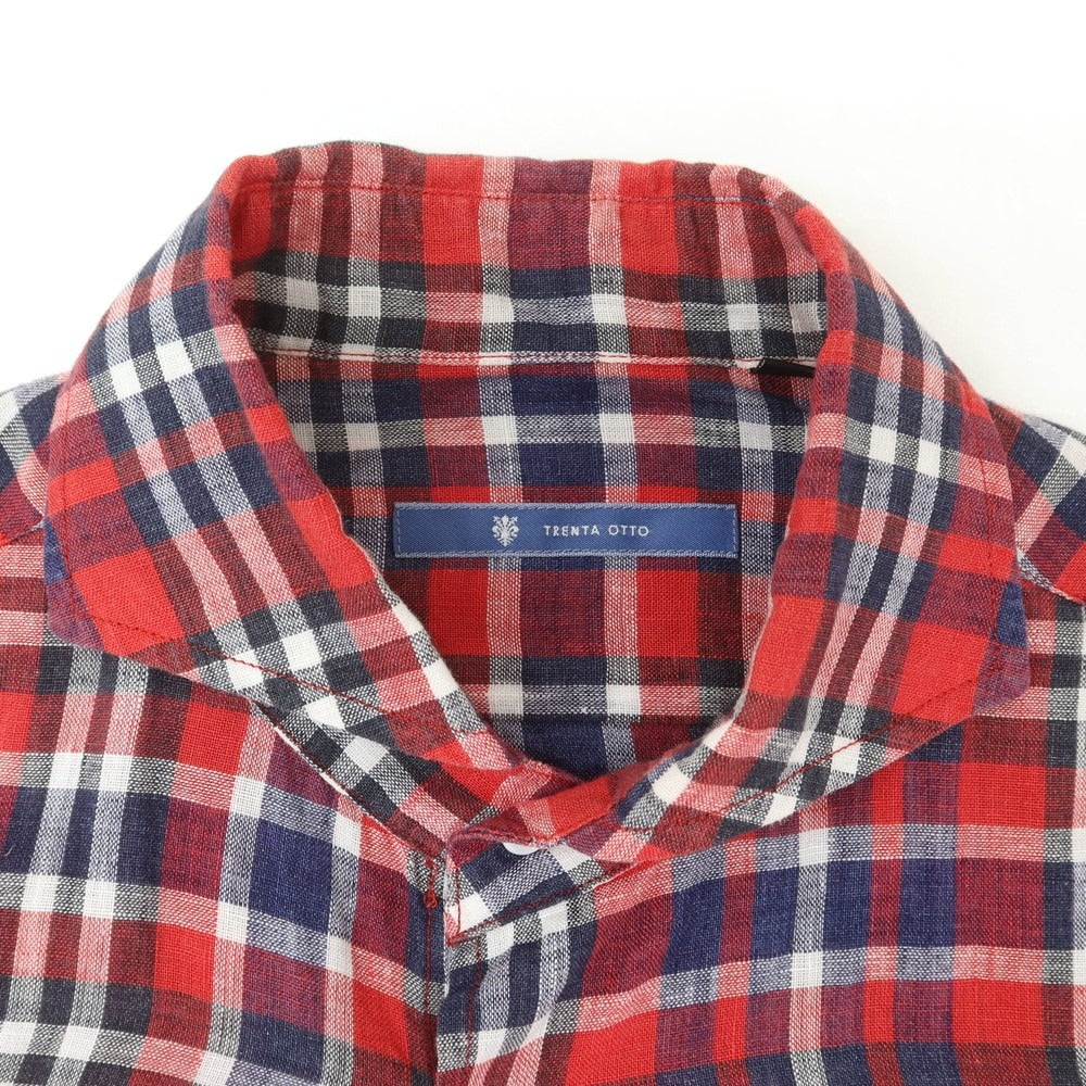 [Used] TRENTA OTTO Linen Check Casual Shirt Red x Navy [M] [Condition Rank B] [Men&