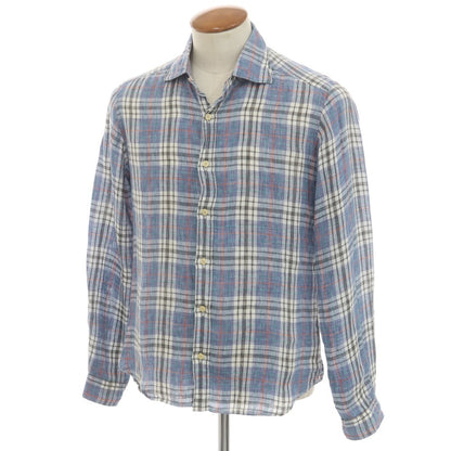 [Used] Mastai Ferretti MASTAIFERRETTI Linen Check Casual Shirt Blue Gray x White [39] [Condition Rank B] [Men&