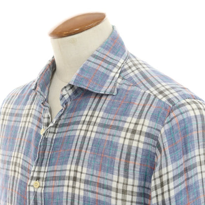 [Used] Mastai Ferretti MASTAIFERRETTI Linen Check Casual Shirt Blue Gray x White [39] [Condition Rank B] [Men&