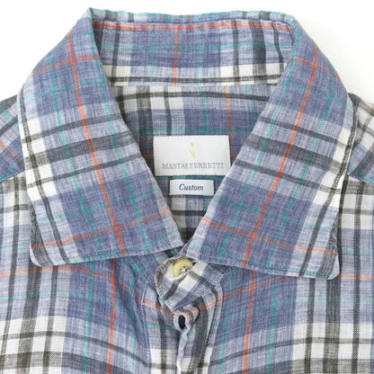 [Used] Mastai Ferretti MASTAIFERRETTI Linen Check Casual Shirt Blue Gray x White [39] [Condition Rank B] [Men&