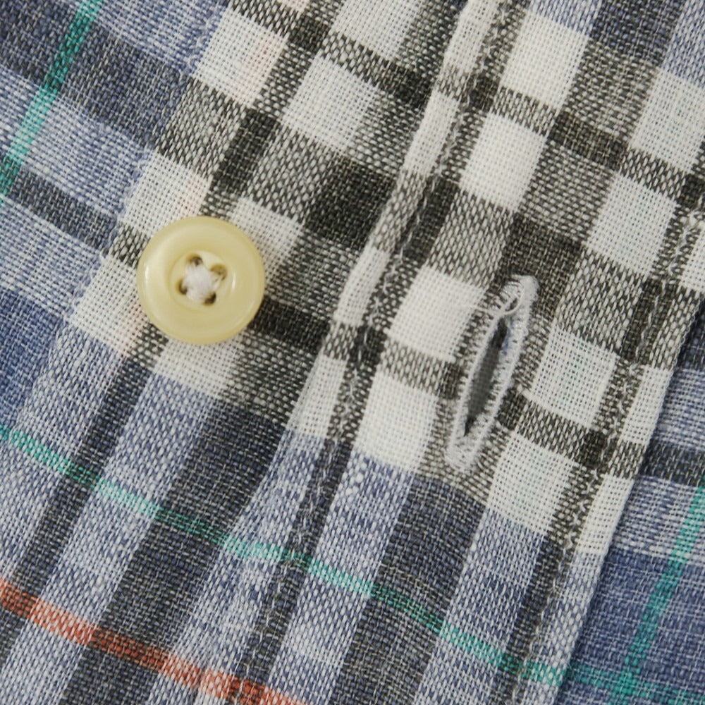 [Used] Mastai Ferretti MASTAIFERRETTI Linen Check Casual Shirt Blue Gray x White [39] [Condition Rank B] [Men&