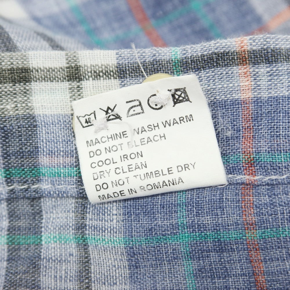 【中古】マスタイフェレッティ MASTAIFERRETTI リネン チェック カジュアルシャツ ブルーグレーxホワイト【 39 】【 状態ランクB 】【 メンズ 】 [DPD]