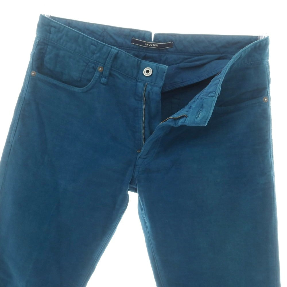 【中古】インコテックス INCOTEX ストレッチ コットン 5ポケットパンツ ダークターコイズ系【 33 】【 状態ランクC 】【 メンズ 】