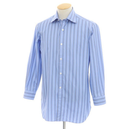 【中古】シャルベ CHARVET コットン ストライプ ドレスシャツ ブルーxホワイト【 38 】【 状態ランクB 】【 メンズ 】