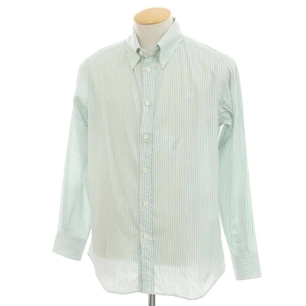 【中古】インディビジュアライズドシャツ INDIVIDUALIZED SHIRTS コットン ストライプ BDシャツ ライトグリーンxホワイト【 表記なし（S位） 】【 状態ランクB 】【 メンズ 】 [DPD]