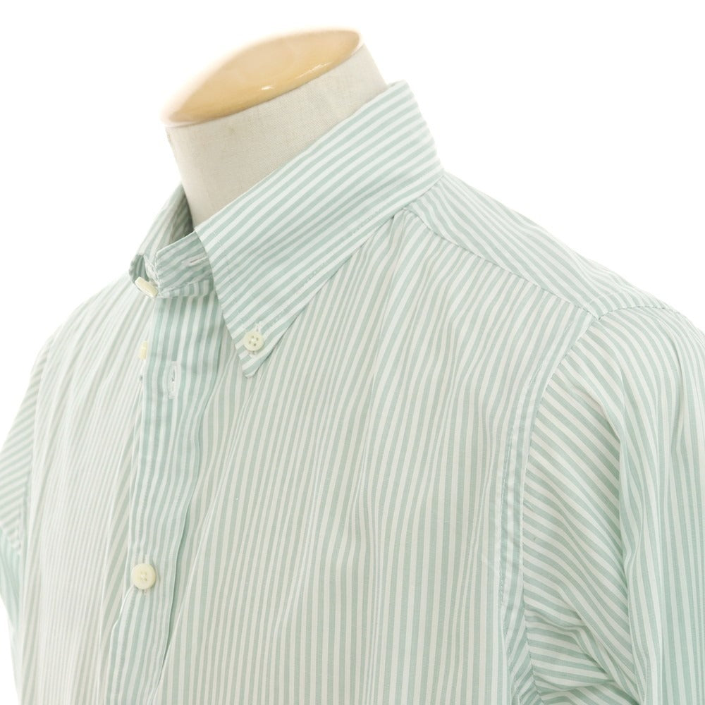 【中古】インディビジュアライズドシャツ INDIVIDUALIZED SHIRTS コットン ストライプ BDシャツ ライトグリーンxホワイト【 表記なし（S位） 】【 状態ランクB 】【 メンズ 】 [DPD]