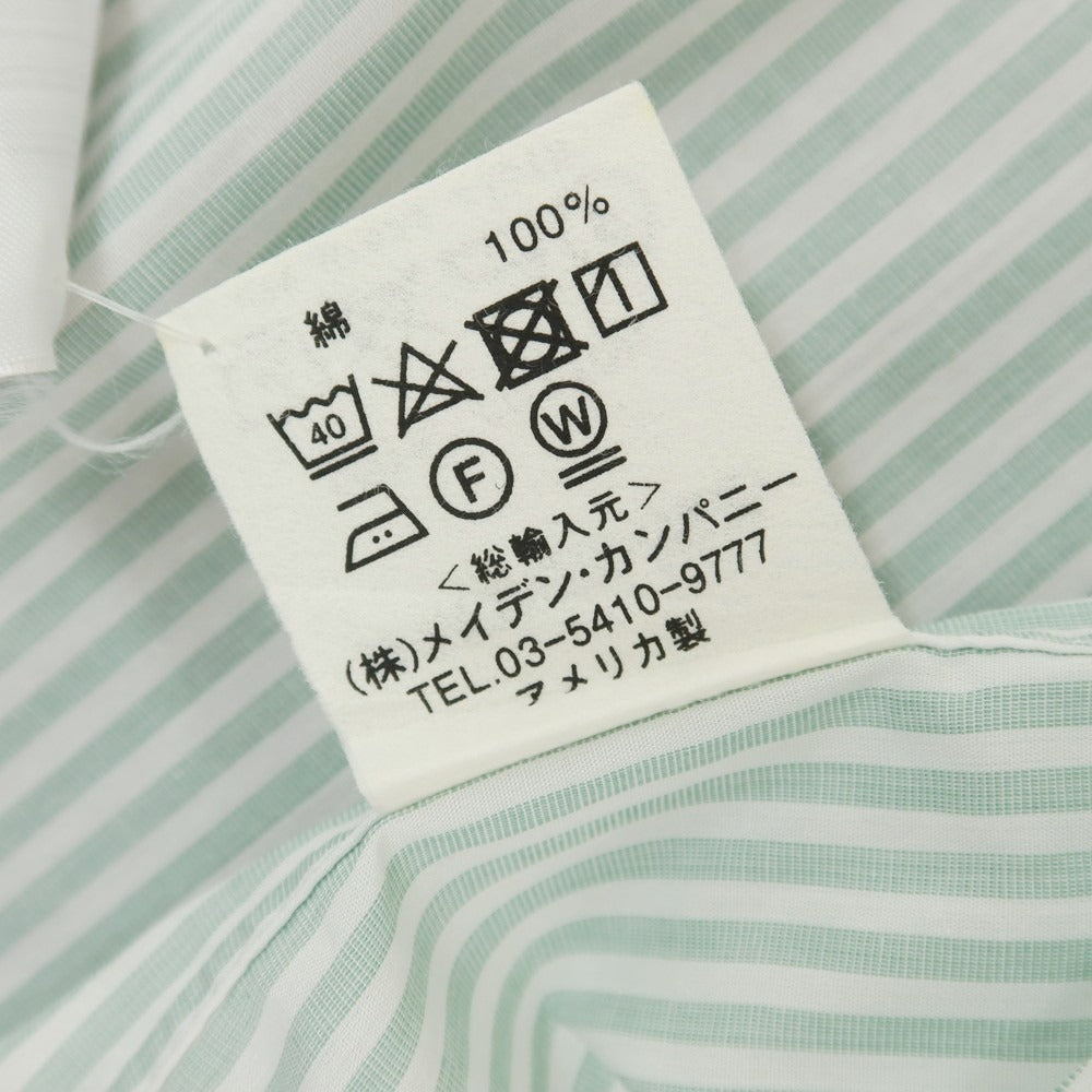 【中古】インディビジュアライズドシャツ INDIVIDUALIZED SHIRTS コットン ストライプ BDシャツ ライトグリーンxホワイト【 表記なし（S位） 】【 状態ランクB 】【 メンズ 】 [DPD]