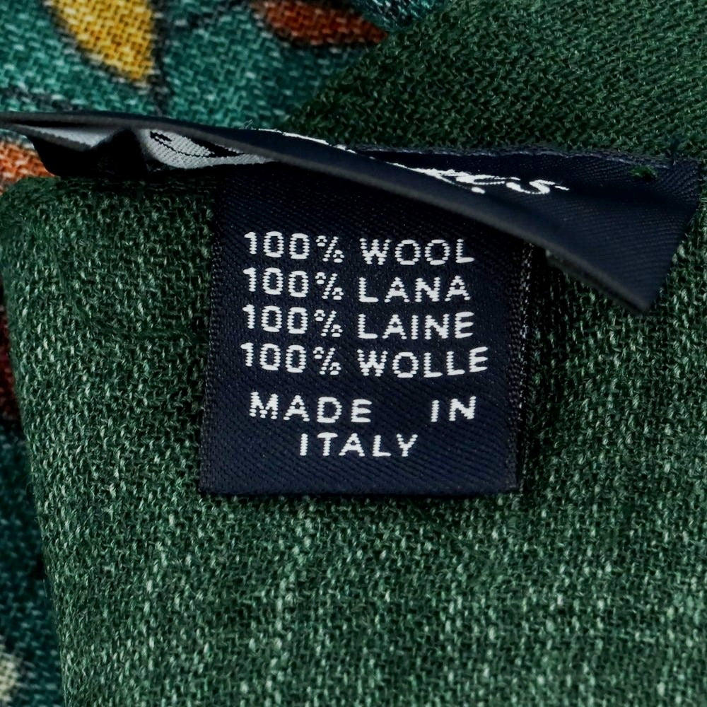 【中古】ドレイクス DRAKES ウール プリント ストール グリーン【 状態ランクA 】【 メンズ 】