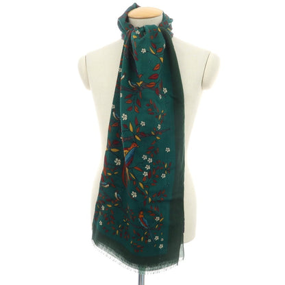 【中古】ドレイクス DRAKES ウール プリント ストール グリーン【 状態ランクA 】【 メンズ 】