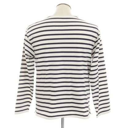 [Used] Currentage Cotton Striped Long Sleeve T-Shirt White x Navy [3] [Condition Rank B] [Men&