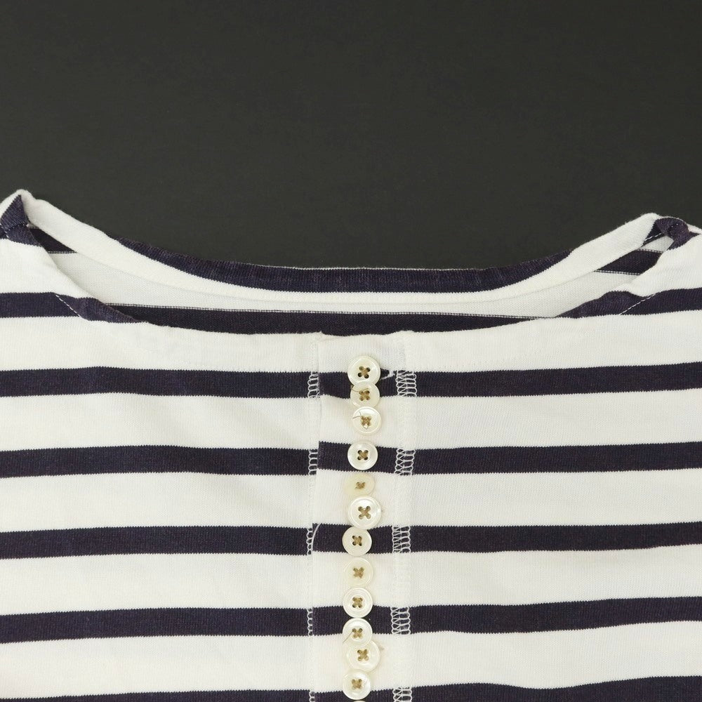 [Used] Currentage Cotton Striped Long Sleeve T-Shirt White x Navy [3] [Condition Rank B] [Men&