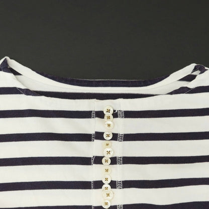 [Used] Currentage Cotton Striped Long Sleeve T-Shirt White x Navy [3] [Condition Rank B] [Men&