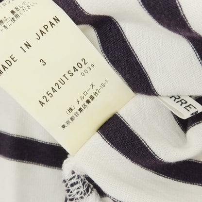[Used] Currentage Cotton Striped Long Sleeve T-Shirt White x Navy [3] [Condition Rank B] [Men&