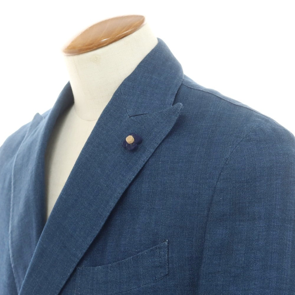 【中古】ラルディーニ LARDINI コットンリネン ダブルジャケット ライトネイビー【 48 】【 状態ランクB 】【 メンズ 】