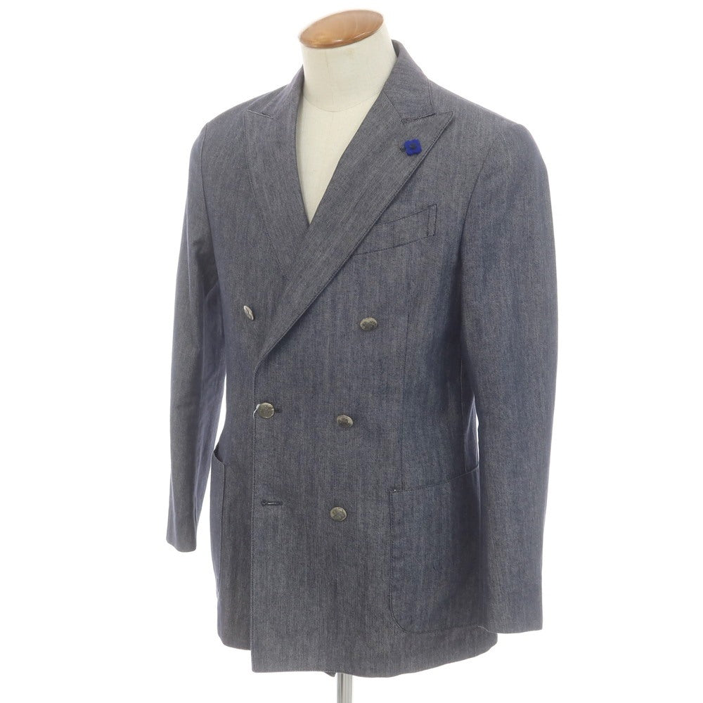 【中古】ラルディーニ LARDINI デニム ダブルジャケット ネイビー【 48 】【 状態ランクB 】【 メンズ 】