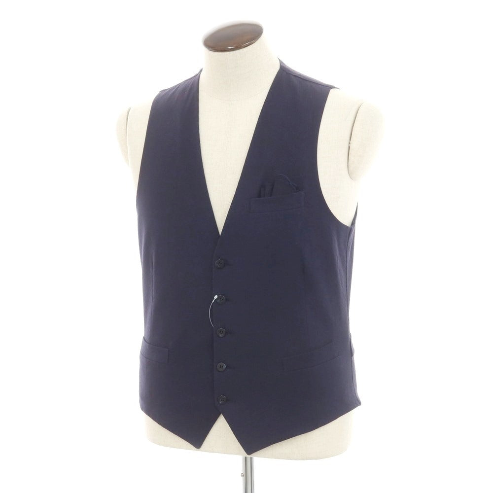 [Used] Giannetto Seersucker Cotton Gilet Vest Navy [50] [Condition Rank B] [Men&