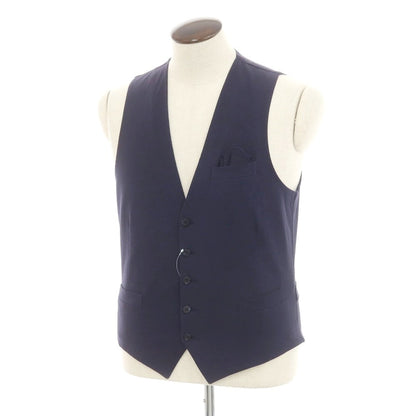 [Used] Giannetto Seersucker Cotton Gilet Vest Navy [50] [Condition Rank B] [Men&