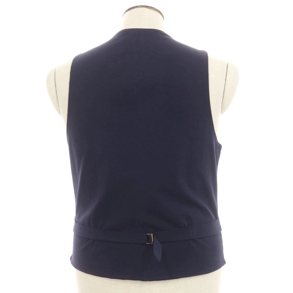 [Used] Giannetto Seersucker Cotton Gilet Vest Navy [50] [Condition Rank B] [Men&
