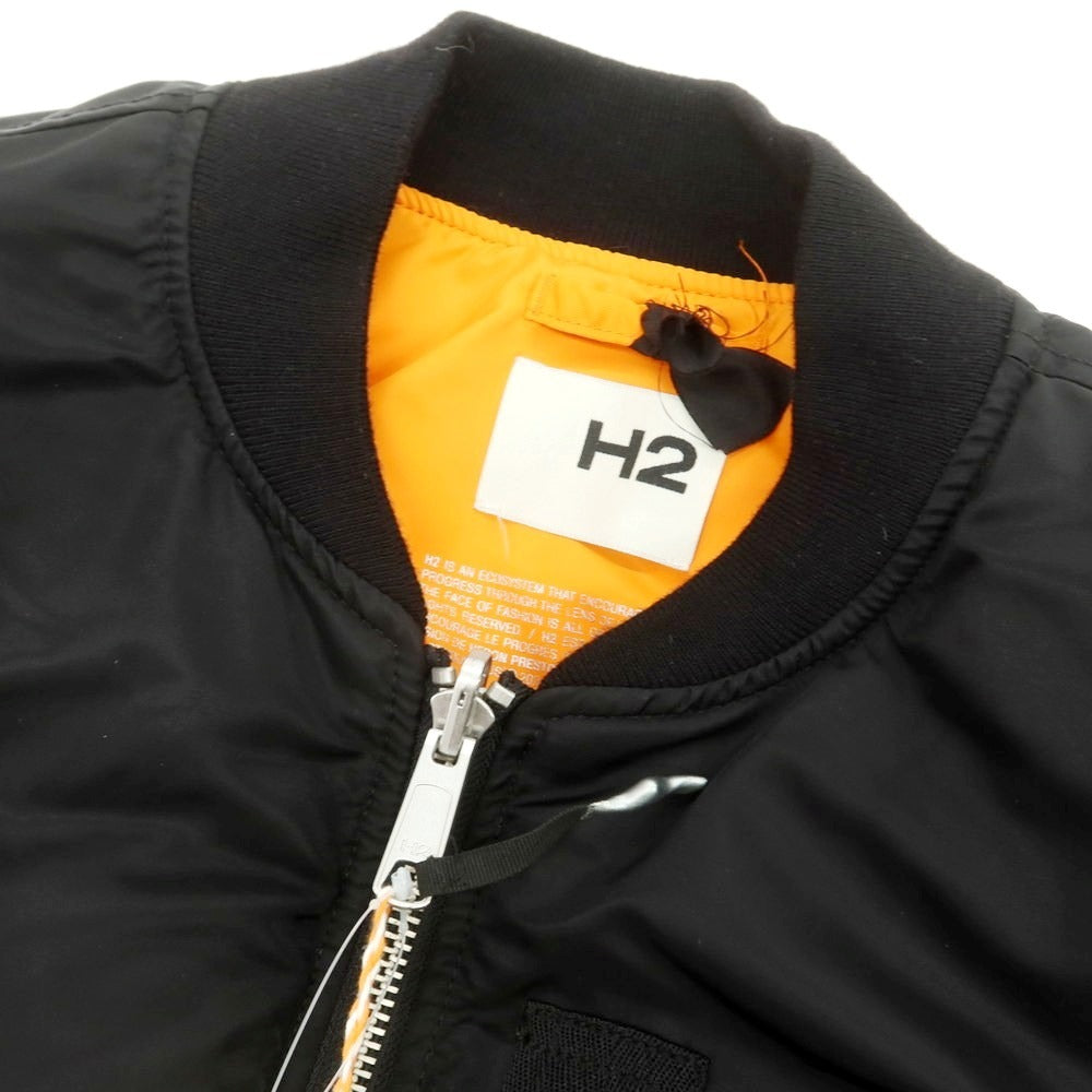 【中古】エイチアンドエム H&amp;M × HERON PRESTON ナイロン MA-1 中綿ブルゾン ブラックxオレンジ【 L 】【 状態ランクA 】【 メンズ 】