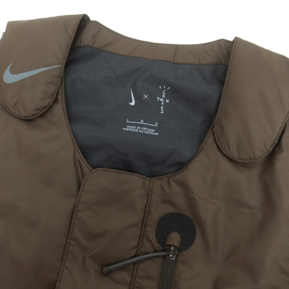 【中古】ナイキ NIKE × TRAVIS SCOTT ポリエステル 中綿ベスト ブラウン【サイズL】【 状態ランクB 】【 メンズ 】[DPD]