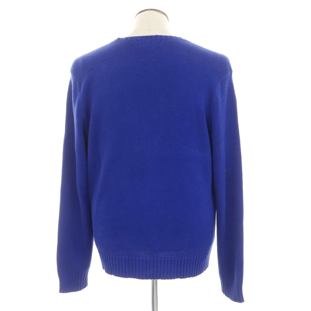 【中古】ポロ ラルフローレン Polo Ralph Lauren ミドルゲージ コットン クルーネック プルオーバーニット ロイヤルブルー【 L 】【 状態ランクC 】【 メンズ 】