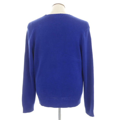 【中古】ポロ ラルフローレン Polo Ralph Lauren ミドルゲージ コットン クルーネック プルオーバーニット ロイヤルブルー【 L 】【 状態ランクC 】【 メンズ 】
