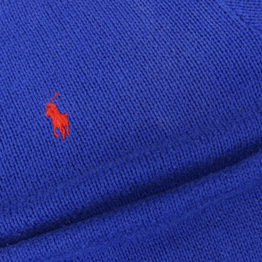 【中古】ポロ ラルフローレン Polo Ralph Lauren ミドルゲージ コットン クルーネック プルオーバーニット ロイヤルブルー【 L 】【 状態ランクC 】【 メンズ 】