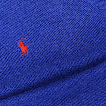 【中古】ポロ ラルフローレン Polo Ralph Lauren ミドルゲージ コットン クルーネック プルオーバーニット ロイヤルブルー【 L 】【 状態ランクC 】【 メンズ 】